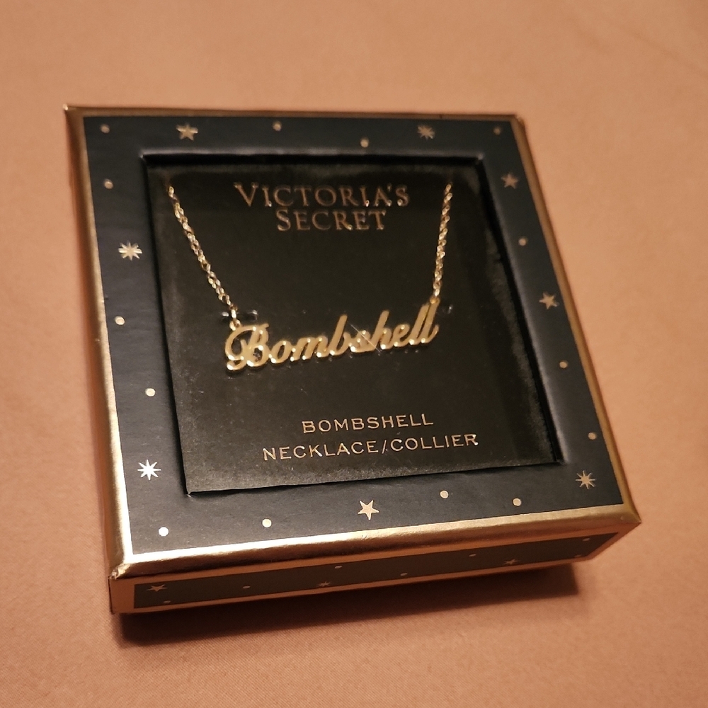 Victoria's Secret Gold Script Necklace